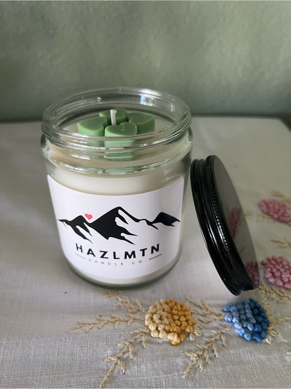 Handmade Coconut Soy Wax Candle 9 oz Glass Jar Heart Embeds